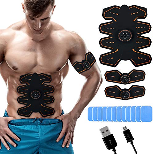 Electroestimulador Muscular Abdominales - Estimulador Eléctrico USB Recargable, Para Abdomen, Brazos, Piernas y Cintura, Masajeador y Reductor Abdominal 8 Nodos, Para Adelgazar y Tonificador Muscular