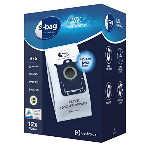 Electrolux E201SM Mega Pack de 12 Bolsas S-Bag Classic Long Performance, Blanco