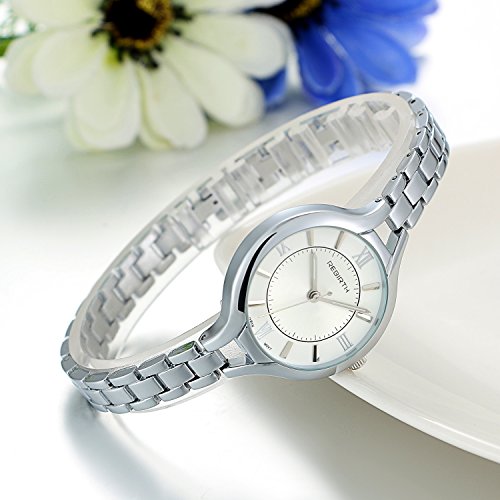 Elegante reloj de cara grande con fina pulsera de plata pulsera de pulsera de las mujeres reloj de pulsera para el día de la madre regalo gratis grabado personalizado