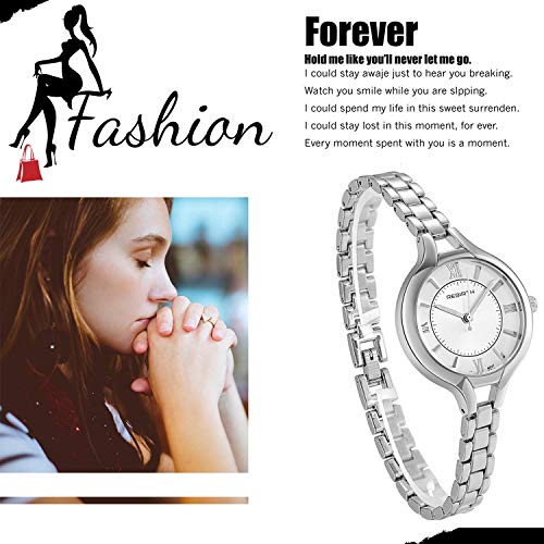 Elegante reloj de cara grande con fina pulsera de plata pulsera de pulsera de las mujeres reloj de pulsera para el día de la madre regalo gratis grabado personalizado