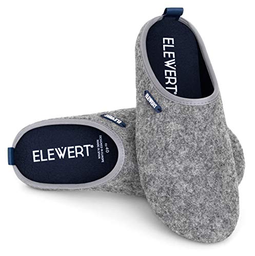 ELEWERT® - NATURAL-W1GREY- Zapatillas para casa, Confort, Unisex, Interior, Exterior, Suela de Caucho, Plantilla extraíble reciclada, Designed IN Europe, Made IN Spain. Talla 37