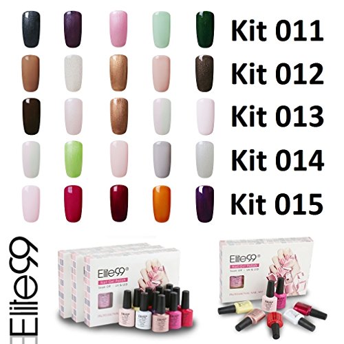 Elite99 Esmalte de Uñas Semipermanente Uñas de Gel UV LED Kit de Manicura 5pcs en Caja Pintauñas Soak off 7.3ml - Kit 002