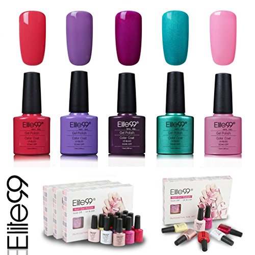 Elite99 Esmalte de Uñas Semipermanente Uñas de Gel UV LED Kit de Manicura 5pcs en Caja Pintauñas Soak off 7.3ml - Kit 002