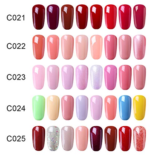 Elite99 Esmaltes Semipermanentes de Uñas en Gel UV LED, 8 Colores Kit de Esmaltes de Uñas de Color 024