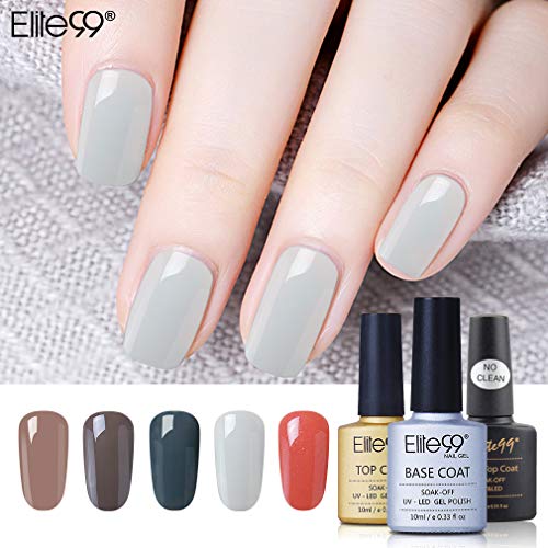 Elite99 Esmaltes Semipermanentes de Uñas en Gel UV LED, 8pcs Kit de Esmaltes de Uñas Base y Top Coat (002)