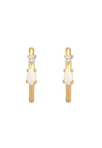 Elli Pendientes Damas Criollas Marquesa Opal Zirconia en Plata Esterlina 925