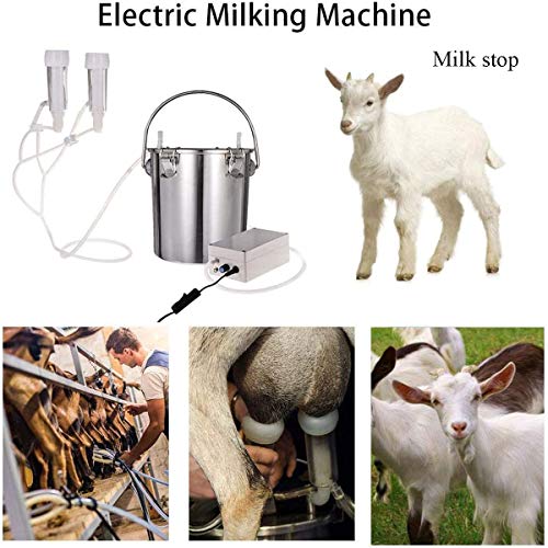 EnweGey Ordeñadora EléctricaOrdeñadora, Ordeñadora Eléctrica para Cabras Cabeza Doble Portátil con Lata Cargar, Extractor de Leche para el Hogar Granja a Pequeña Escala (7L),For Sheep,Plug in