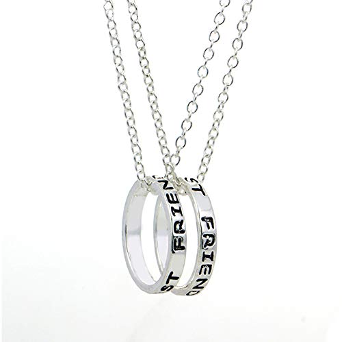 EQLEF alean el Anillo Simple de la Plata Mejores Amigos Forever el Collar de la Amistad - el Collar del Regalo de la Amistad / 2 PCS