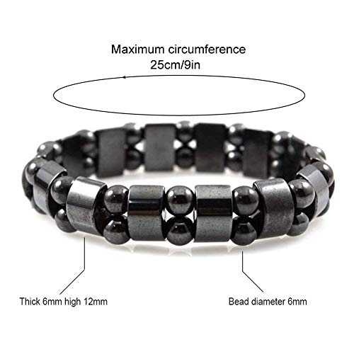 EQLEF Pulsera magnética de hematites 2 piezas para hombre/mujer Hematita Metal pulseras de terapia magnética