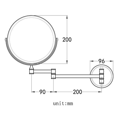 Eridanus Espejo de Maquillaje de Aumento de Pared, Espejo Cosmético 1X y 3X Ampliación de Doble Cara Giratoria de 360°para Baño Espejo Tocador Extensible, Bronce