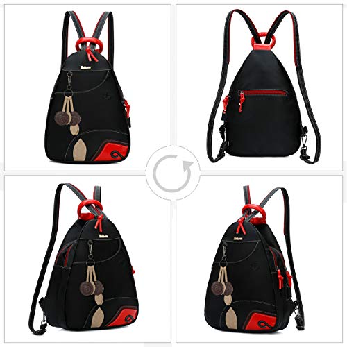 Eshow Mochila Bolso Bandolera para Mujeres y Chicas Negro de PU Viaje Casual Escolares Moda (Negro3201)