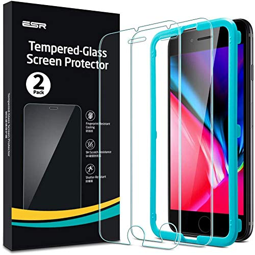 ESR Protector de Pantalla Cristal Templado para iPhone 8/7/6/6s [2 Unidades][Marco de Instalación Fácil][Cristal Templado Premium] [Compatible con Funda][Compatible iPhone 8/7/6/6s]