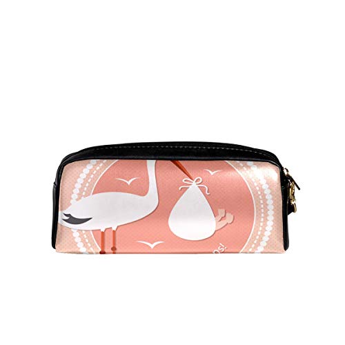 Estuche Rosa Divertido Flamingo Felicidades Pluma Caja De Cuero PU Bolsa De La Bolsa De La Escuela De Papelería Suministros De Viaje Cosméticos Bolsa De Maquill