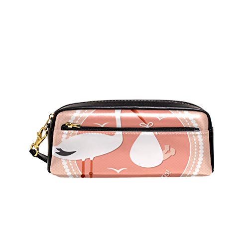 Estuche Rosa Divertido Flamingo Felicidades Pluma Caja De Cuero PU Bolsa De La Bolsa De La Escuela De Papelería Suministros De Viaje Cosméticos Bolsa De Maquill