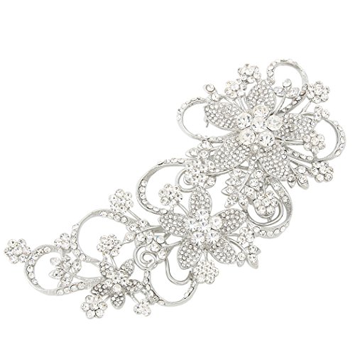 EVER FAITH Broches Finas Mujer Seire de Flor - Flores Viñas Elegante para Regalo Boda Fiesta Silver