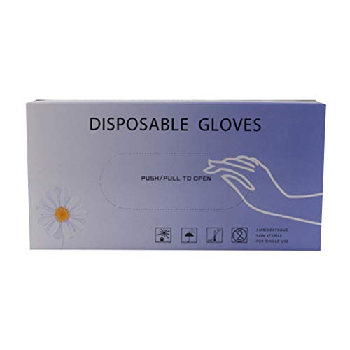 EXCEART Guantes Desechables Empaquetados en Caja Guantes Protectores de Seguridad Estériles Guante Transparente para Tatuaje de Cejas Labiales Adecuado para Ancho de Palma 8-9 Cm 50 Piezas Talla M