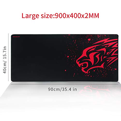 EXCO Mousepad XXL Gaming 900 * 400 * 2 mm, borde cosido, base de goma antideslizante, compatible con láser y ratón óptico