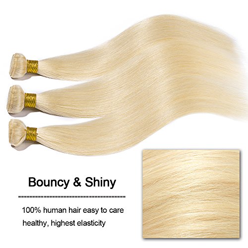 Extensiones de Cabello Natural Cortina Lisa Brasileñas Pelo Mechas Humano Balayage Mujer Remy Human Hair Liso [ 1 Paquet (100g) ] - 10 Pulgada 25CM #613 Blanqueador Rubio