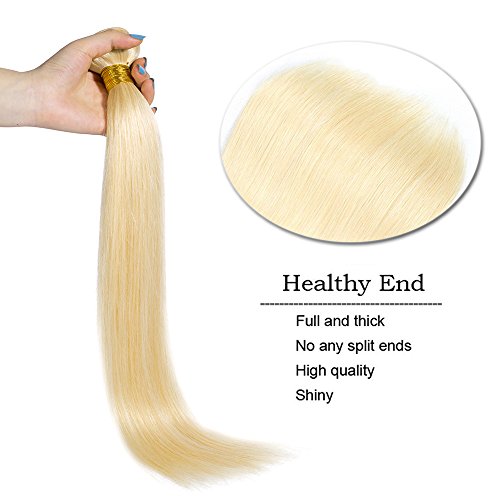 Extensiones de Cabello Natural Cortina Lisa Brasileñas Pelo Mechas Humano Balayage Mujer Remy Human Hair Liso [ 1 Paquet (100g) ] - 10 Pulgada 25CM #613 Blanqueador Rubio