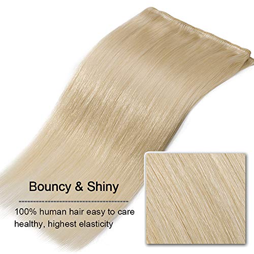 Extensiones de Cabello Natural Cortina Rubias Lisa Brasileñas Pelo Mechas Humano Balayage Mujer Remy Human Hair Liso [ 1 Paquet (100g) ] - 10 Pulgada 25CM #60 Rubio Platino