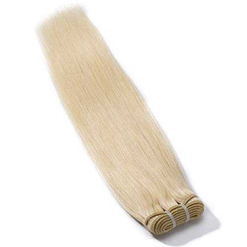 Extensiones de Cabello Natural Cortina Rubias Lisa Brasileñas Pelo Mechas Humano Balayage Mujer Remy Human Hair Liso [ 1 Paquet (100g) ] - 10 Pulgada 25CM #60 Rubio Platino