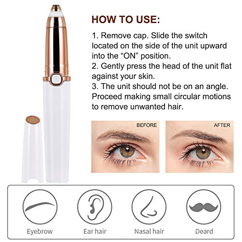 Eyebrow Trimmer, Depiladora Cejas Mujer, Ceja Recortador Flawless, Afeitado de cejas indoloro Eliminador de cejas con luz LED Depiladora de cejas Cejas Depiladora, Sharp y seguridad