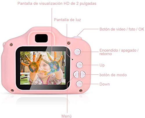 Faburo Set de Cámara de Fotos Digital para Niños, Cámara Infantil con Tarjeta de Memoria Micro SD 32GB, Cámara Digital Video cámara Infantil para Niños Niñas Regalos de cumpleaños, 1080P, Rosa