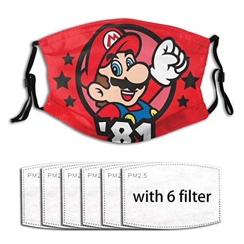 Face Protection Video Game Heroes Mario (1981) Bufanda De Oreja Ajustable para La Cara Calidez con 6 Filtros Unisex Resistente Al Viento Ciclismo Bufanda Cómoda para La Boca Invie