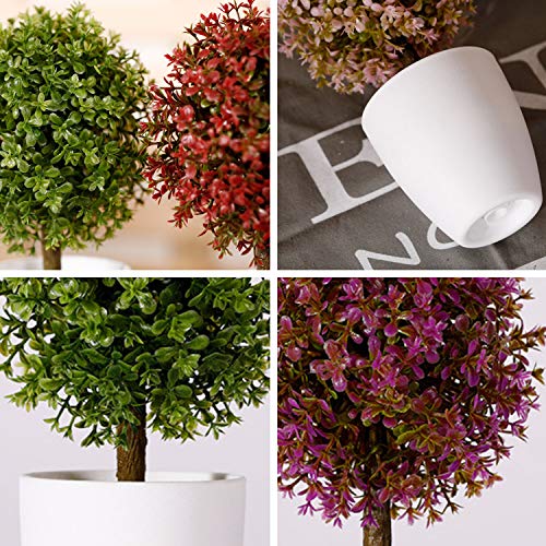 FagusHome - Plantas Artificiales de 8"Árbol de boj Artificial en Maceta Árbol Artificial en Forma de Bola Plantas Falsas en Maceta de plástico Blanco para decoración del hogar - Juego de 3 (A)