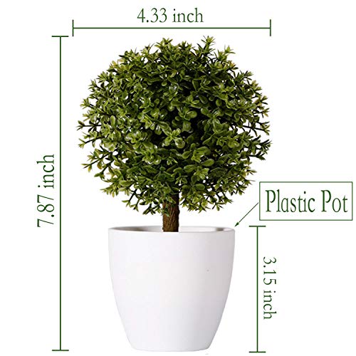 FagusHome - Plantas Artificiales de 8"Árbol de boj Artificial en Maceta Árbol Artificial en Forma de Bola Plantas Falsas en Maceta de plástico Blanco para decoración del hogar - Juego de 3 (A)