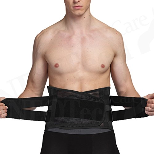 Faja de espalda ULTRA LIGERA - Apoyo lumbar/para la postura - Tejido transpirable para el ejercicio - Compresión adaptable - Marca Neotech Care (Talla M)