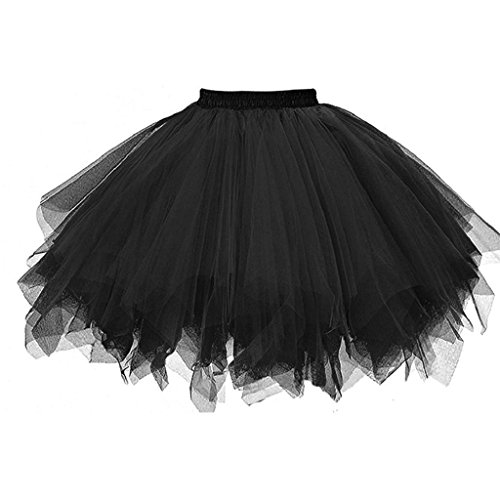 Falda de Tutu Mujer,SHOBDW Pettiskirt Sólido Gasa Plisada Falda Corta Vestidos de Baile Regalos de Cumpleaños Traje Rendimiento Adulto Tutu Baile Falda(Negro)