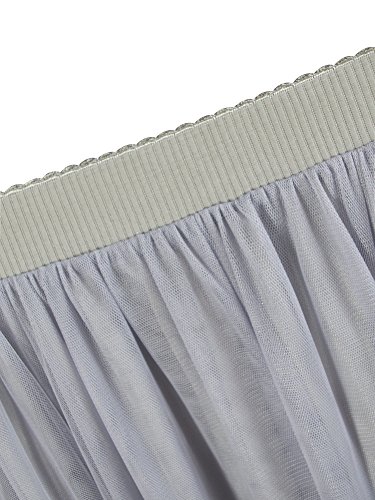 Falda Tul Larga Mujer 3 Capas de Tul Cintura Elástica Elegante Romántica de Fiesta Boda - Gris 80CM