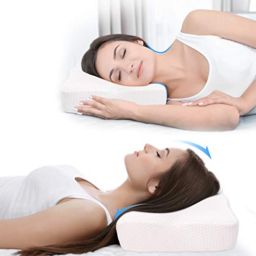 Famooklan Almohada Espuma de Memoria,Almohada ergonómica Que Cura el Dolor de Cuello, posición Correcta para Dormir Relaja el músculo Protege la Columna Vertebral, para una Noche Maravillosa.