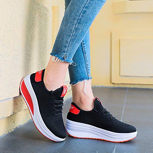 Fannyfuny Mujeres Zapatos para Correr Casuales Zapatillas de Deportivo de Plataforma Sneakers Jogging Low Top Calzado Knit Transpirables Fitness Comodos Zapatillas de Estilo Casual