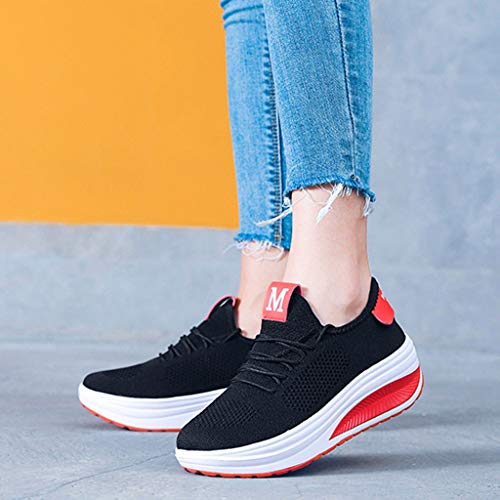 Fannyfuny Mujeres Zapatos para Correr Casuales Zapatillas de Deportivo de Plataforma Sneakers Jogging Low Top Calzado Knit Transpirables Fitness Comodos Zapatillas de Estilo Casual