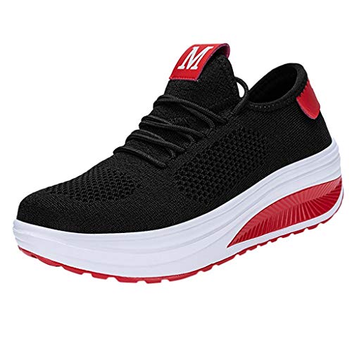 Fannyfuny Mujeres Zapatos para Correr Casuales Zapatillas de Deportivo de Plataforma Sneakers Jogging Low Top Calzado Knit Transpirables Fitness Comodos Zapatillas de Estilo Casual