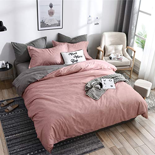 Fansu Juego de Ropa de Cama 4 Piezas Microfibra Juego de Fundas de Edredón Incluye 1 Funda Nórdica y 1 Sábana encimera 2 Funda de Almohada (Cama 135/140-180x220cm,Rosa)