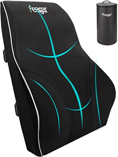 Feagar Cojin Lumbar Coche con Esponja Memoria, Respaldo Lumbar Soporte de Espalda por Office Negro