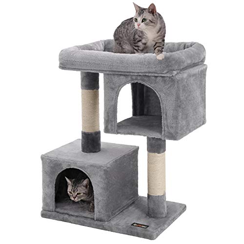 FEANDREA Árbol para Gatos, Rascador para Gatos, Columnas Recubiertas de Sisal para Gatos, Gris Claro PCT61W