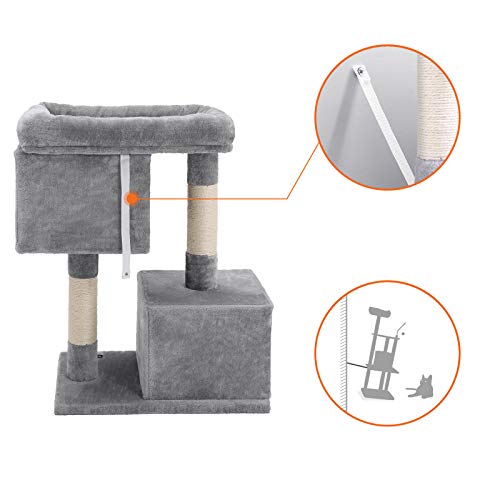 FEANDREA Árbol para Gatos, Rascador para Gatos, Columnas Recubiertas de Sisal para Gatos, Gris Claro PCT61W