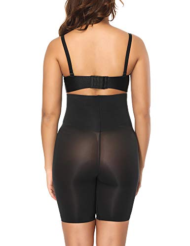 FeelinGirl Faja Patalón para Mujeres Braguita Reductora Modeladora Adelgazantes Shapewear de Cintura con Piernas Encaje Dobladillo Negro Cintura 78-84cm(L/Talla 40-42)