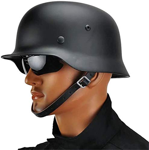 Feeyond WW2 Ejército De Élite Alemán M35 M1935 Casco, Los Fans del Ejército De Acero Puro Película Y Accesorios De Televisión De Protección Anti-Riot,Negro