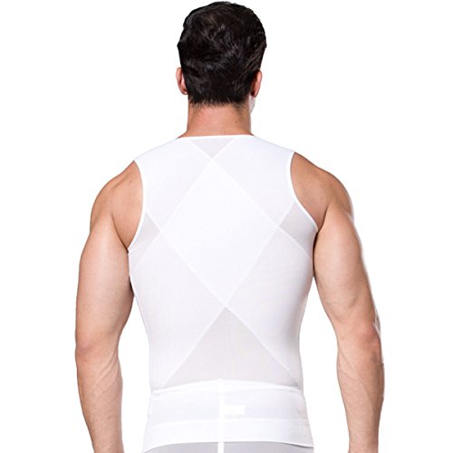 FEOYA - Camiseta sin Mangas Interior para Hombre Reductora Moldeadora Talla Grande para Verano Otoño Primavera Apto para Boda Fiesta Oficina - Blanco - XXL