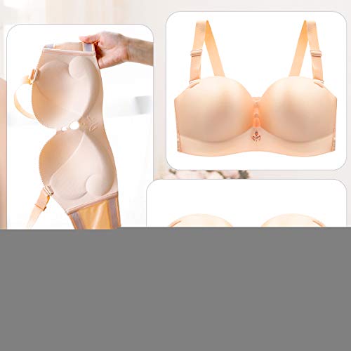 FEOYA - Sujetador Bandeau para Mujer sin Tirantes Tallas Grandes Push Up de Silicona Invisible Sostén Bra Top Transpirable Tela Suave