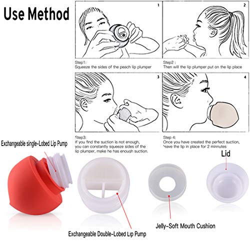 FERNIDA FER-TZ002 Labios Plumpers Herramienta para el cuidado de los labios, más gruesos, Bombas de boca más gruesas y rápidas, dispositivo más grande, melocotón, , , Rojo, 1 uds. por paquete, ]