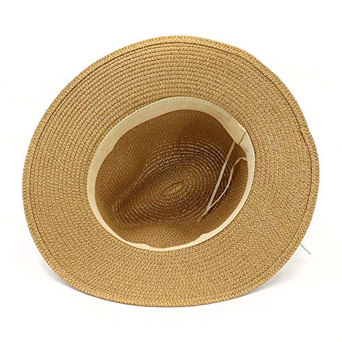 FHHYY sombreo Verano Hombres y Mujeres Jazz Paja Sombrero Verano Lino Gorro con Cuentas látigo Europeo Marea Sombrero Exterior Casual Sombrero Playa Sombrero,Kakifarbig