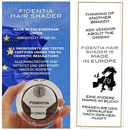 Fidentia corrector para el cabello - polvo para el cabello para espesar, ocultar la base, cubierta para el cabello gris - 12g marrón medio oscuro