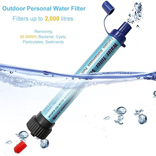 Filtro de Agua DeFe 2000L Personal Sistema de Filtración de Agua 0.01 Micron Mini Purificador de Agua Portátil para Excursionismo Campamento Acampada Supervivencia y Preparación de Emergencias (Azul)