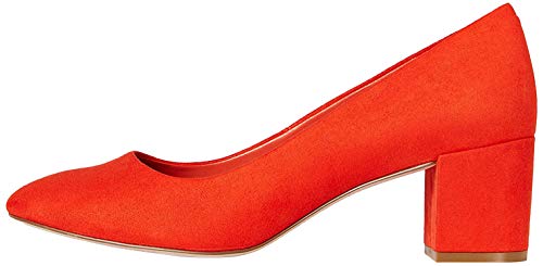 FIND Block Heel Round Toe Zapatos de Tacón, Naranja (Red), 39 EU